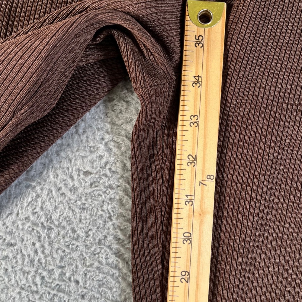 I.AM.GIA Brown Ribbed Knit Flare Pants Side Slit Small Drawstring High Rise - Picture 8 of 11